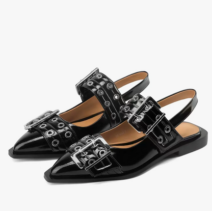 FEMININE BUCKLE BALLERINAS - GIANNI LOOK-A-LIKE